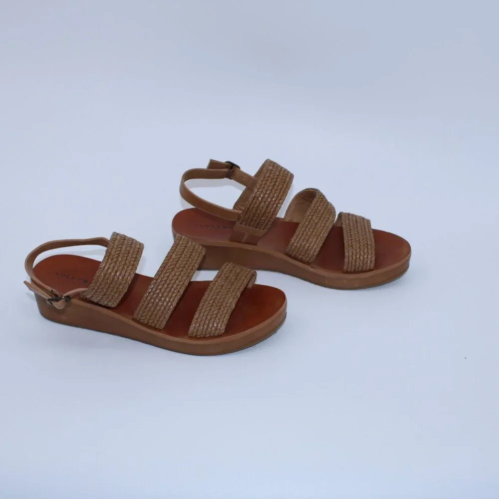 Lucky Brand Women's Brown Woven Strap Low Wedge Open Toe Sandals 6.5M - Picture 4 of 10